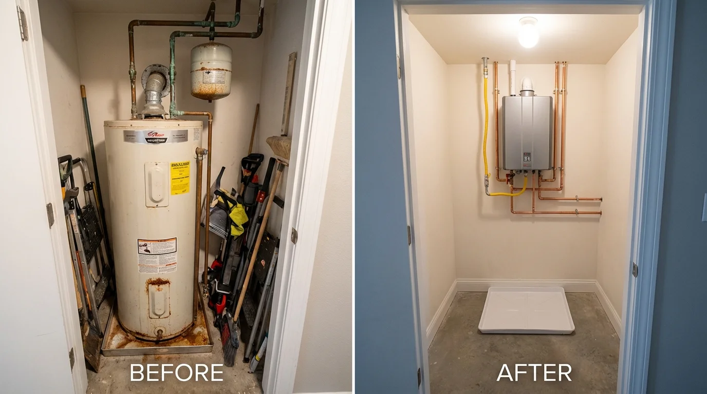 Tank water heater versus wall-mounted tankless unit comparison for Ripley, OH homeowners